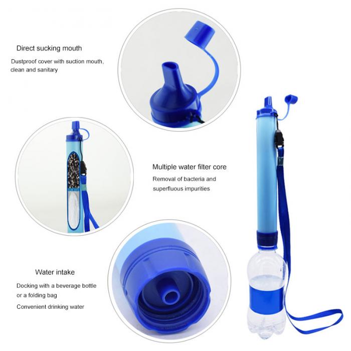 Survival water-drinking filter straw