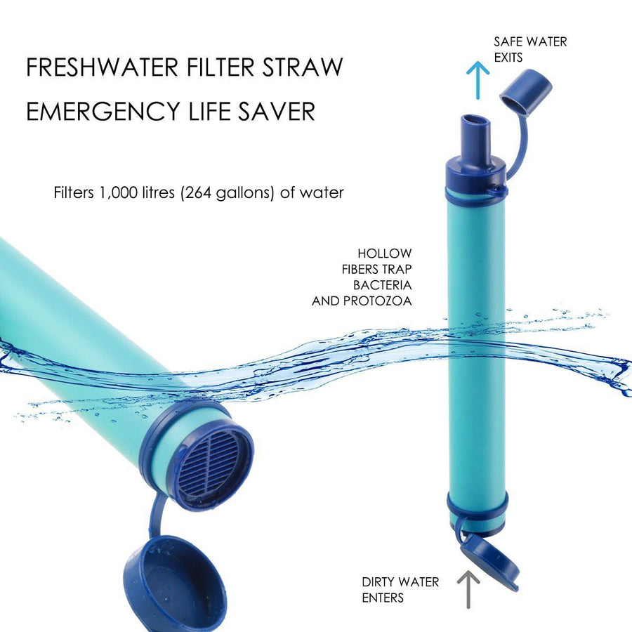 Survival water-drinking filter straw